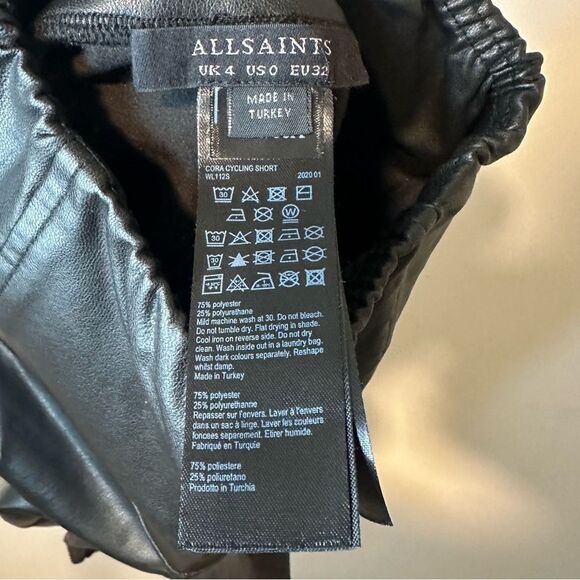 ALLSAINTS Cora Cycling Shorts Leather Raw Hem Sz 0 - Picture 4 of 6